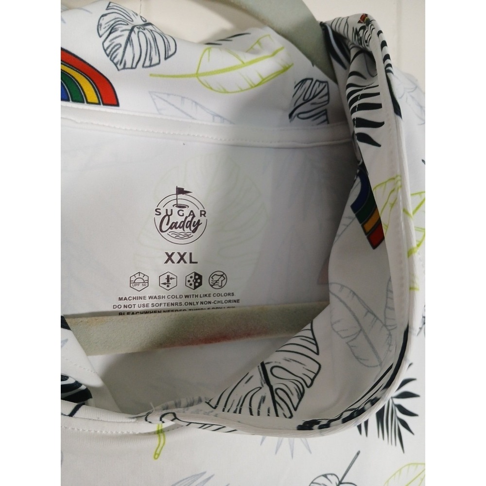 Sugar Caddy Hawaii Rainbow Pullover Golf Hoodie Men's XXL Stretch Floral LS - Picture 8 of 11